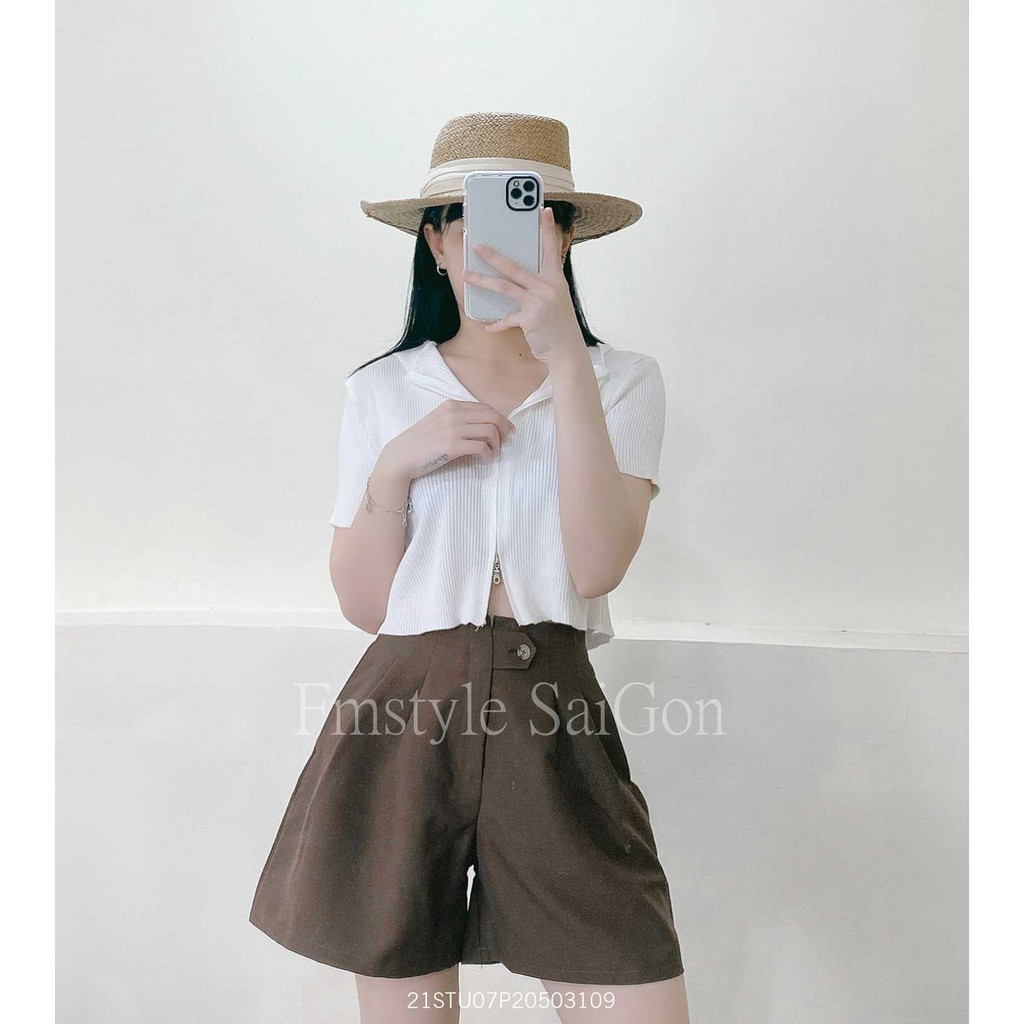 Quần short tây lưng thun nút cài ullzang thời trang nữ Fmstle Saigon 21STU07P20503 | BigBuy360 - bigbuy360.vn
