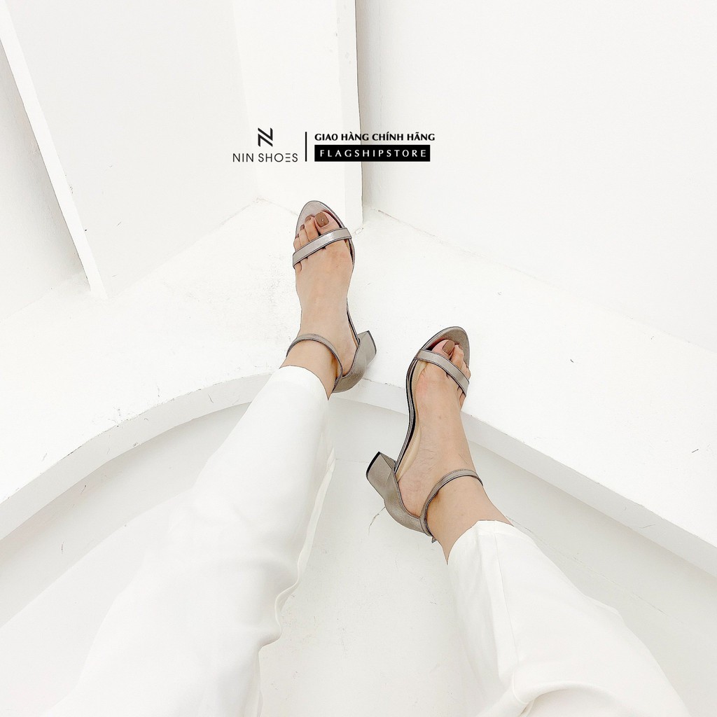 Sandal cao gót Nin shoes - Sandal nữ dáng basic 5cm gót vuông quai ngang mảnh bọc gót siêu xinh