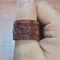 Nhẫn rồng cuộn _ gỗ trắc, sừng trâu