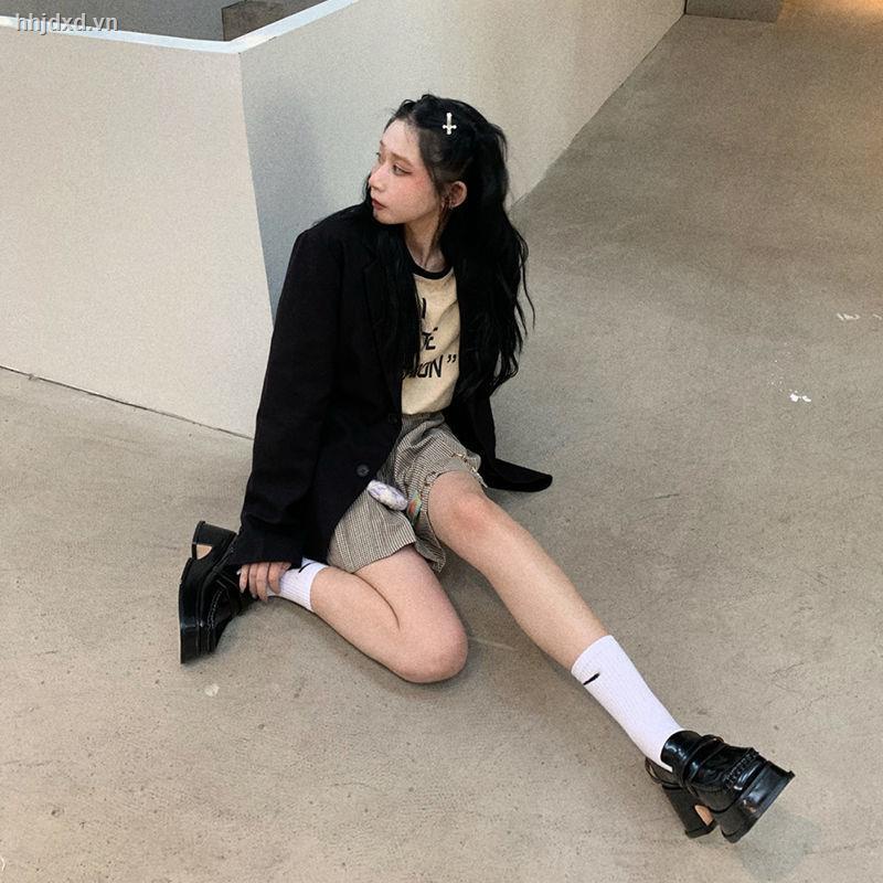 Giày da mũi vuông đế dày thiết kế thời trang phong cách Anh Quốc