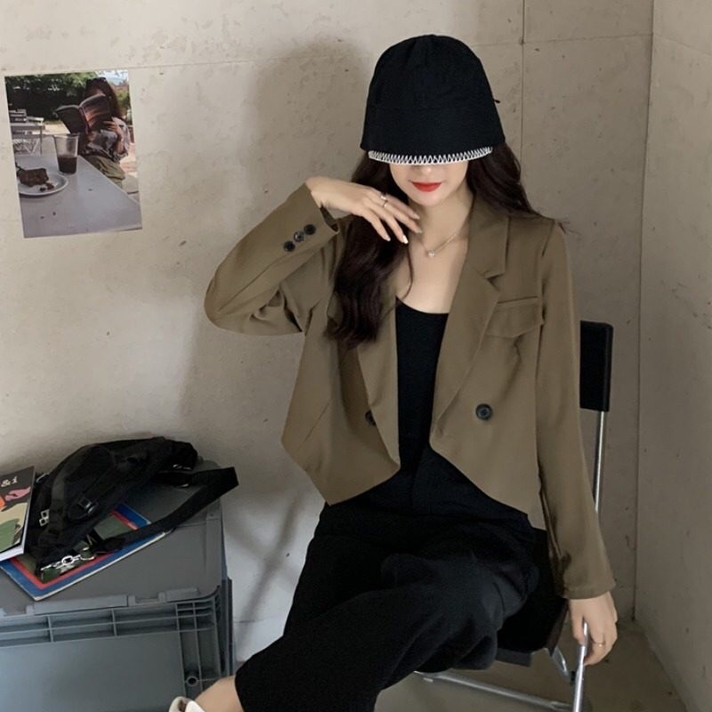 Áo blazer dài tay dáng ngắn áo croptop