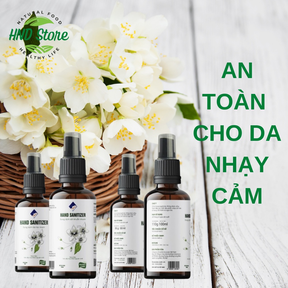 Nước Rửa Tay Sát Khuẩn Hữu Cơ, Xịt Rửa Tay Khô Nano Bạc và Tinh Dầu Hoa Nhài nguyên chất ECOCARE 50 – 100ml – HND Store | BigBuy360 - bigbuy360.vn
