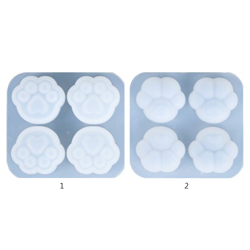 Khuôn silicone làm mặt dây chuyền hình chân mèo 4 ngăn DIY