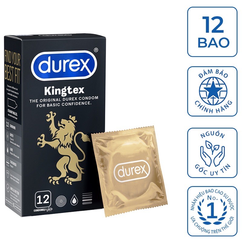 Bao cao su DUREX Kingtex 12 chiếc . Hàng chính hãng DKSH Việt Nam.