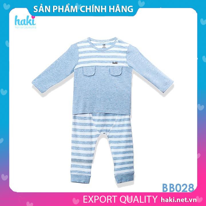 Bộ quần áo dài tay cài vai can cầu ngực cho bé BB028 - set mặc nhà chất liệu Bamboo siêu mềm mịn HAKI