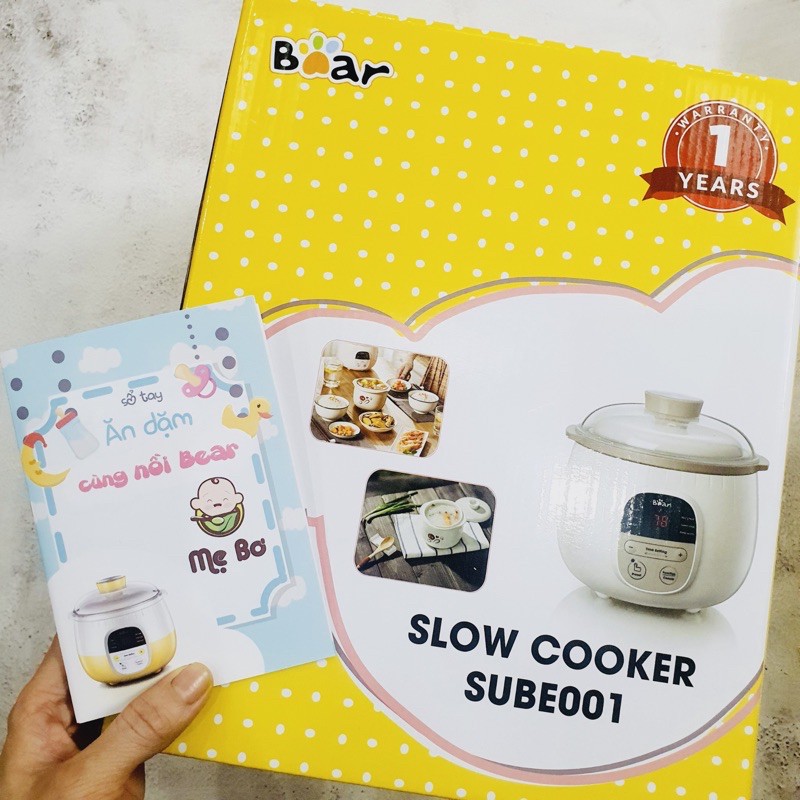 {CHÍNH HÃNG} NỒI NẤU CHẬM BEAR 0.8L CÓ BẢO HÀNH (KÈM HDSD + CÔNG THỨC CHÁO + Ổ CĂM CHUYỂN ĐOI)
