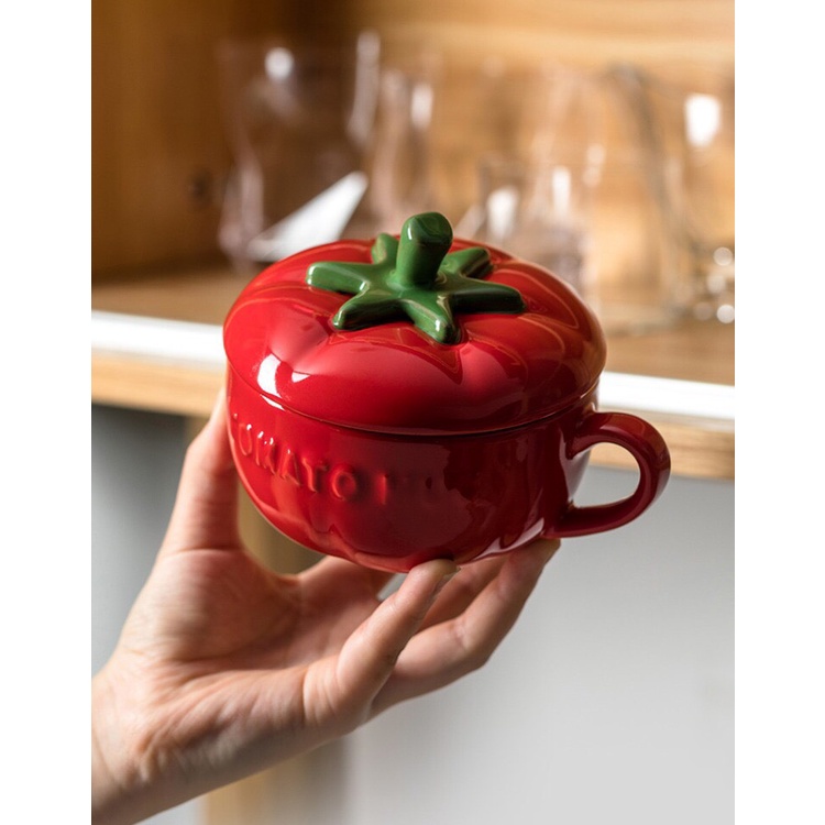 Bát cà chua sứ kèm thìa decor