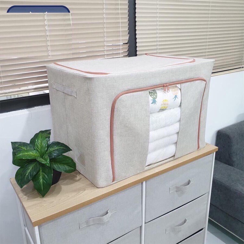[Hàng VN xuất Thụy Điển] Thùng Vải Canvas Khung Inox Giúp Lưu Trữ Đồ Tiện Gọn Theo Phong Cách Bắc Âu size max