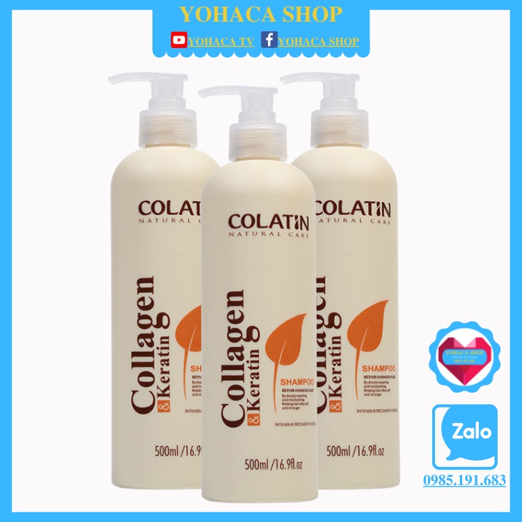 Dầu gội đầu, Dầu xả mền mượt Collatin collagen keratin 500ml