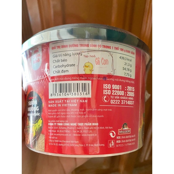 Mì trộn Cung Đình Kool tô 90g vị trứng muối và tô 105g BBQ sườn nướng Hàn Quốc