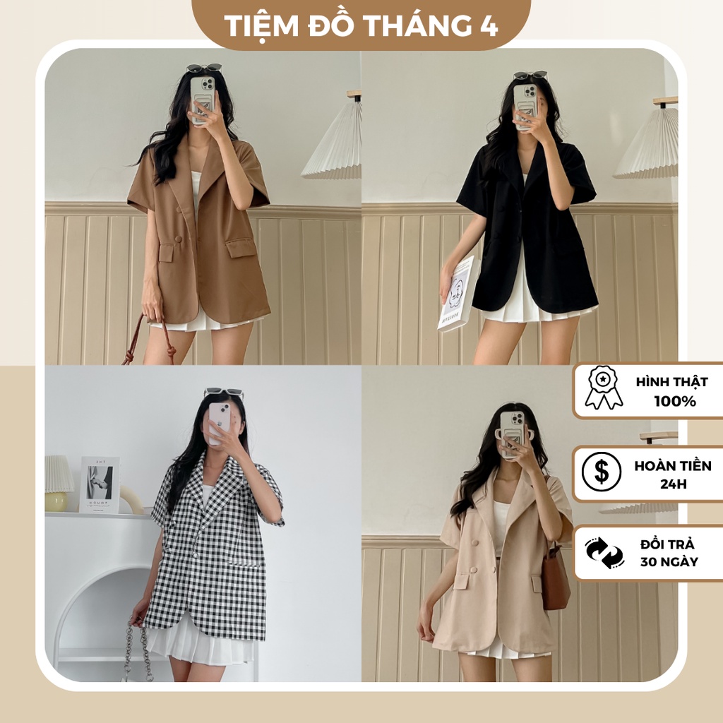 Áo Blazer Nữ Hàn Quốc Ngắn Tay Mẫu 2022, Vest Nữ Khoác Ngoài 4 Cúc Mặc Đi Chơi  ULZZANG BLAZER | BigBuy360 - bigbuy360.vn