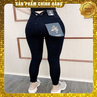 Freeship Quần jean nữ gân cạp đai cao bán sỉ
