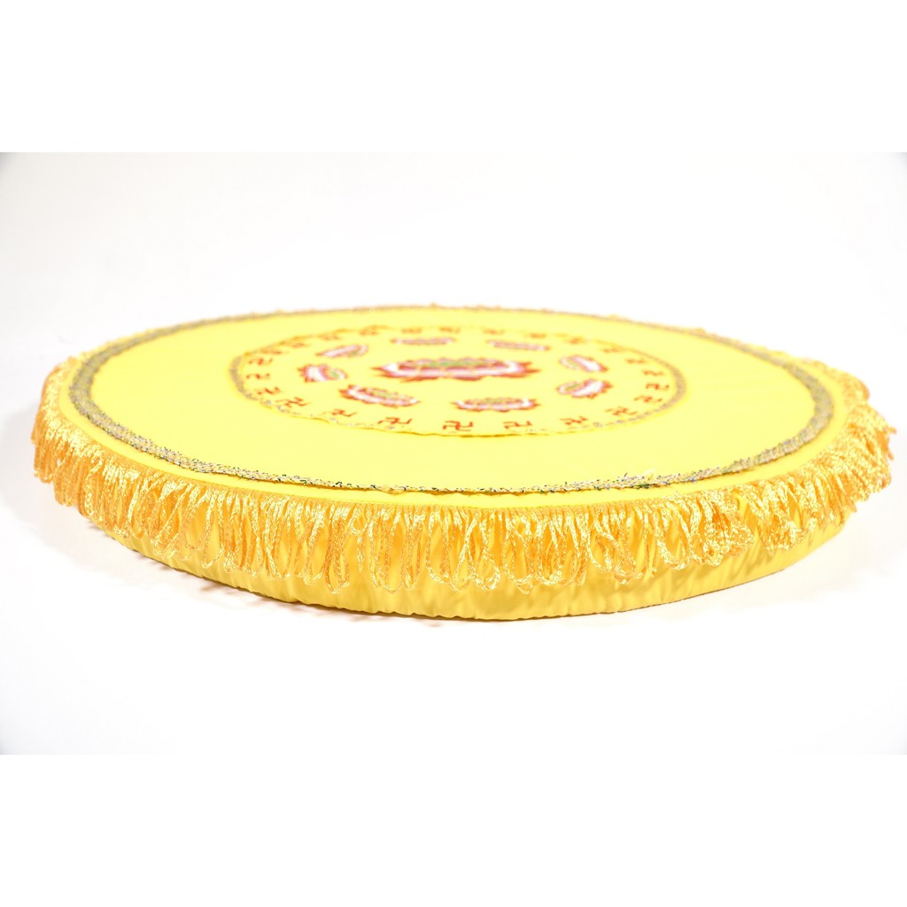 Tọa cụ ngồi thiền tròn hoa sen vàng vải thêu mút êm ái bền chắc nhiều màu - Đường kính 55cm dày 5cm