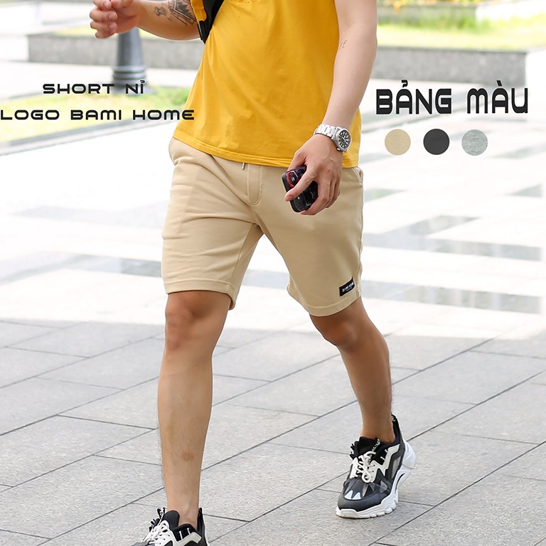 Quần short nỉ cao cấp BAMI HOME phong cách unisex, quần có lai và dây rút dễ phối đồ QSN- 006
