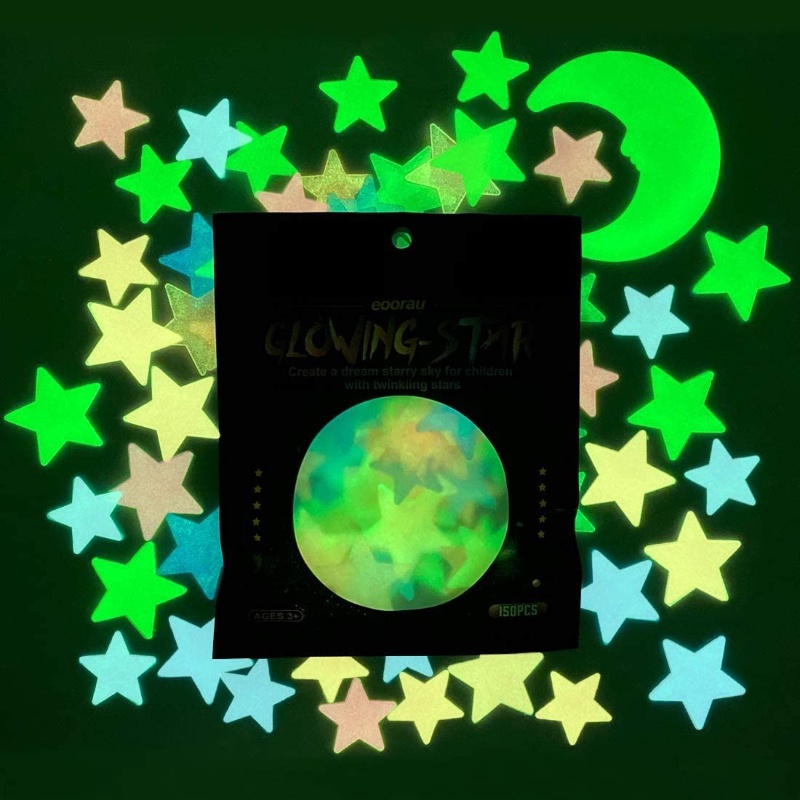 Set 100 Miếng Dán Tường Hình Ngôi Sao Dạ Quang Nhiều Màu Sắc Trang Trí Phòng Bé