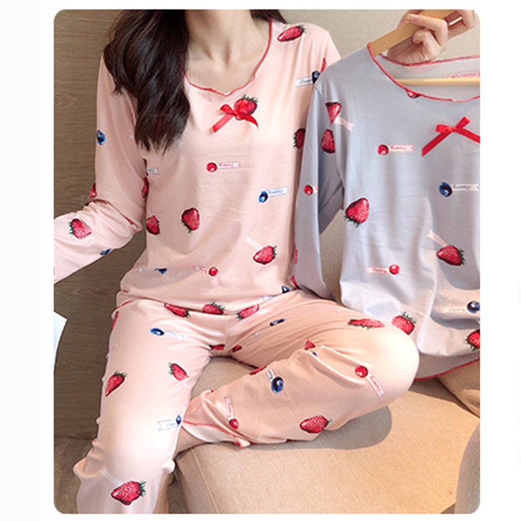 Đồ bộ nữ mặc nhà Bèo Nhún Tay Dài, Bộ Pyjama Dài + Quần Ống Rộng Nikendo CO5