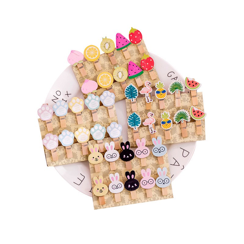 Kẹp treo ảnh nhiều hình ngộ nghĩnh set túi 10 kẹp tặng dây treo