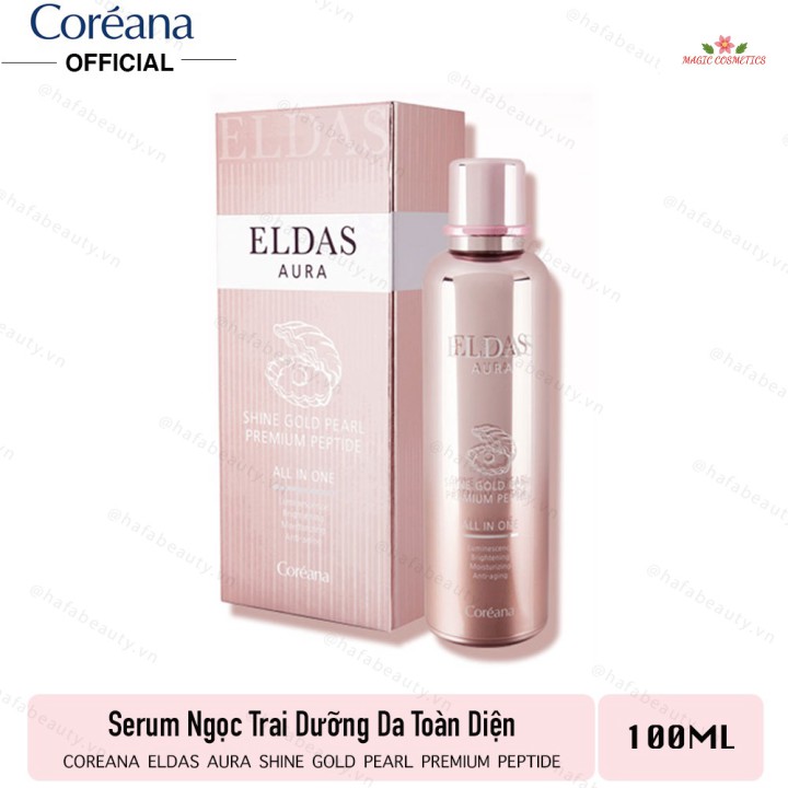 [Mã giảm giá] Serum Tế Bào Gốc dưỡng trắng da, cải thiện nếp nhăn Eldas Aura Shine Gold Pearl Premium Peptide All In One