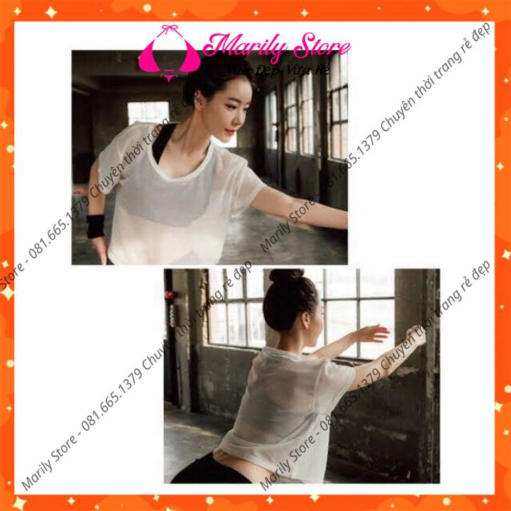 Áo Lưới Tập Gym Nữ Tập Yoga Thể Thao Vải Thoáng Mát Giặt Nhanh Khô Hàng Quảng Châu Mặc Tôn Dáng Mới Marily