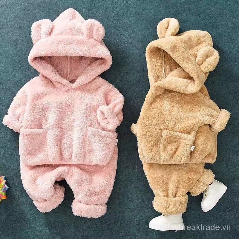 Bộ quần áo hai mảnh bằng vải cotton siêu dễ thương phong cách phương Tây cho bé trai và gái 2021