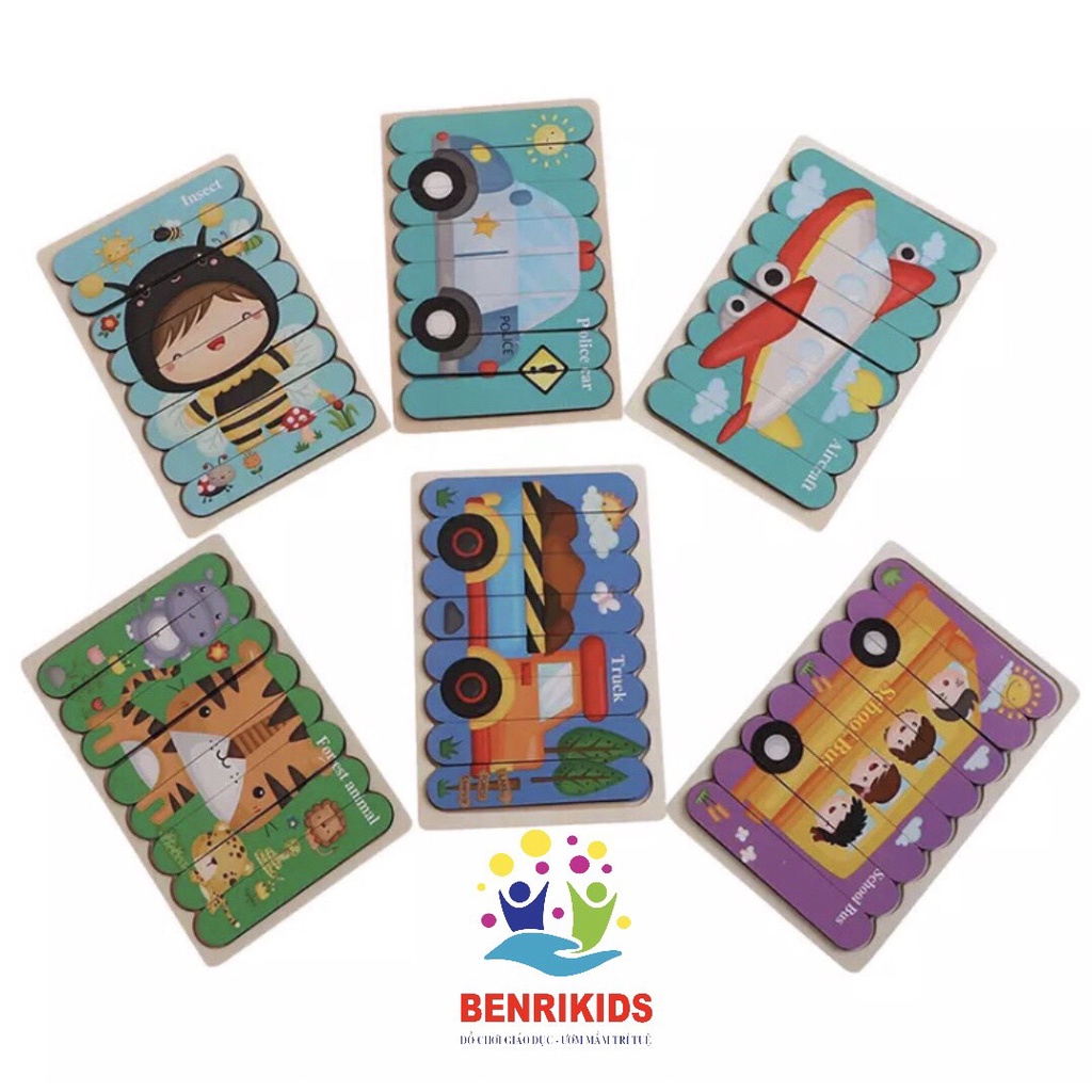 Đồ Chơi Gỗ Benrikids, Tranh Ghép Gỗ Domino 2 Mặt Giúp Trẻ Phát Triển Trí Tuệ Thông Minh