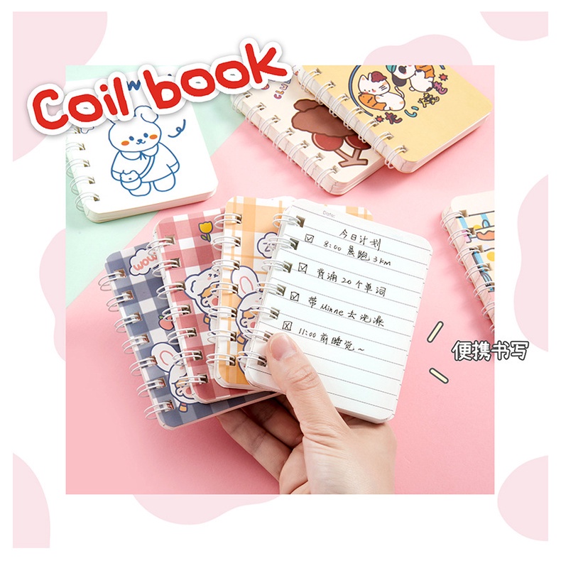 SỔ LÒ XO A7 HỌC SINH CẦM TAY SÁNG TẠO VỞ NHẬT KÝ NHỎ HOẠT HÌNH DỄ THƯƠNG BỎ TÚI QUTI SN05