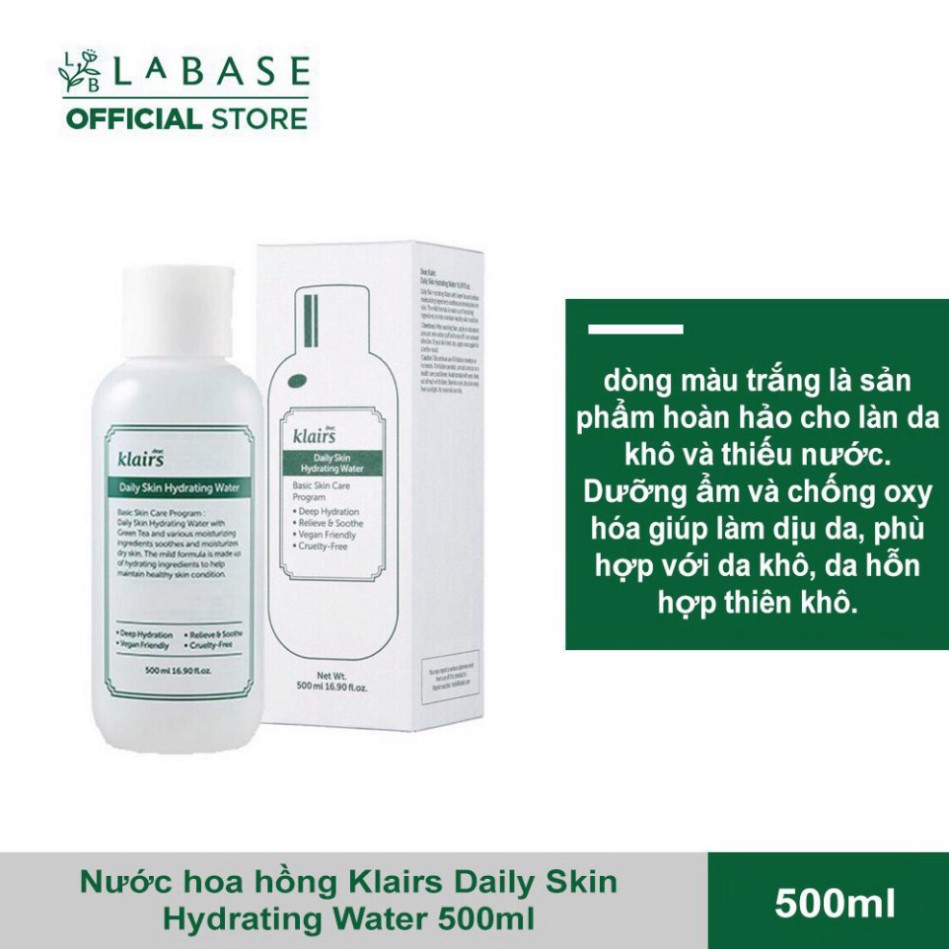 Nước hoa hồng Klairs Daily Skin Softening Water 500ml XZ