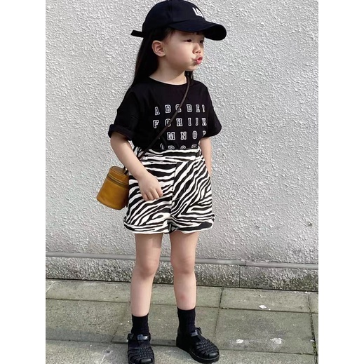 Set Áo Thun Tay Ngắn + Quần Short Thời Trang Mùa Hè Phong Cách Hàn Quốc 48 Giờ Cho Bé Gái