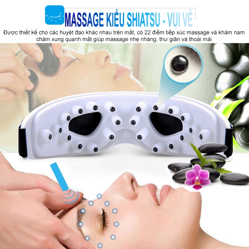 Máy Massage Mắt Eye Care Trị Liệu Giảm căng thẳng, nhức mỏi mắt, quầng thâm Hiệu Quả Kèm Cáp Sạc USB BH 6 Tháng QStore