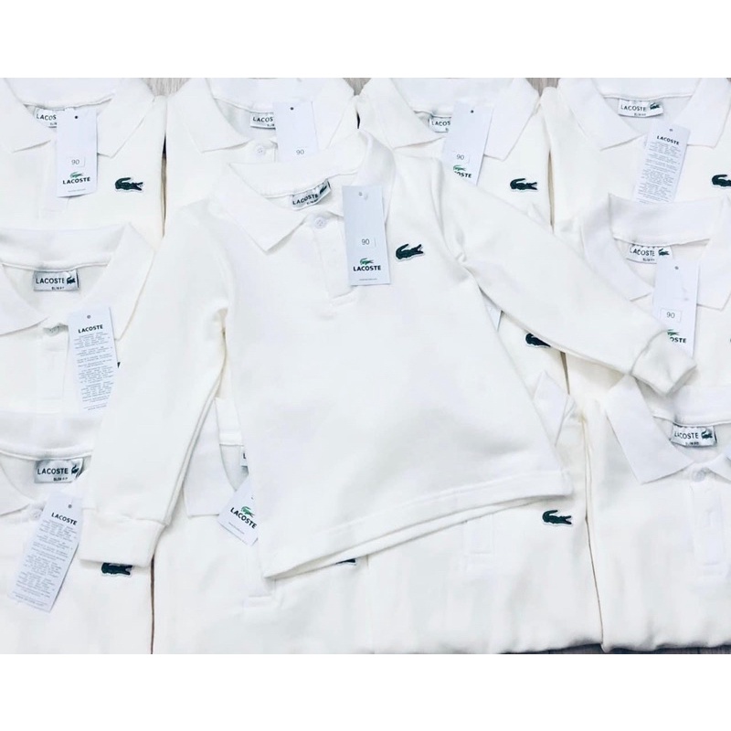 Áo Lacos trắng dài tay cotton cho bé trai