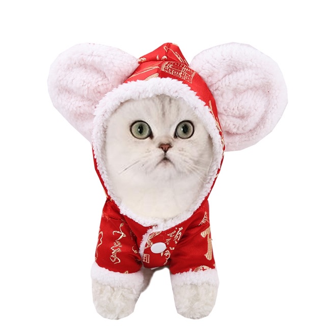Bộ áo quần tai chuột ấm áp TẾT 2022 cho chó mèo