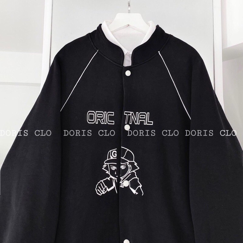 Áo Khoác Nỉ Form Rộng Viền Trắng Cậu Bé Ulzzang Unisex Hot Hit❤️Áo Bomber Nỉ Ngoại Oric Nam Nữ Freesize