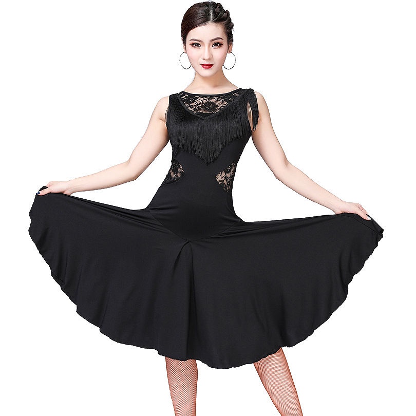 Bộ Trang Phục Nhảy latin Không Tay Phối Tua Rua Dành Cho Nữ