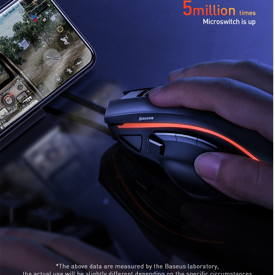 [Mã ELMALLCOIN hoàn 8% xu đơn 499K] Chuột chơi Game 9 nút bấm lập trình BASEUS GAMO GM01 Gaming Mouse