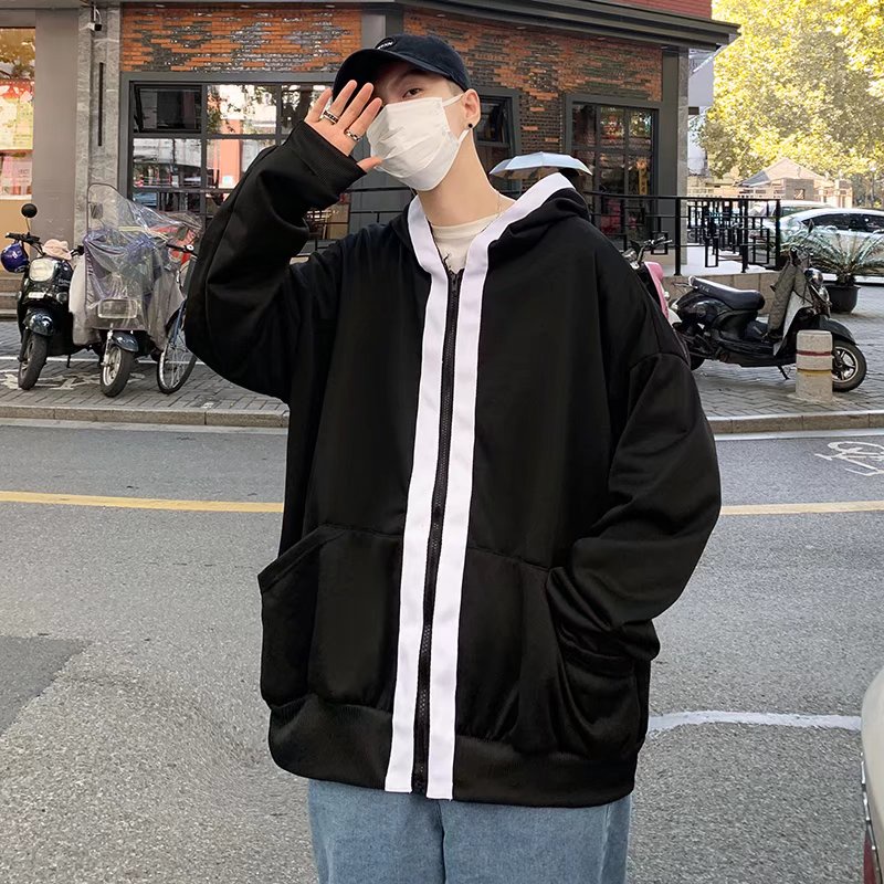 Áo khoác nam thể thao phối dây nỉ khoác kéo thời trang cho áo hoodie nam hàn quốc simple áo nỉ sweater nữ