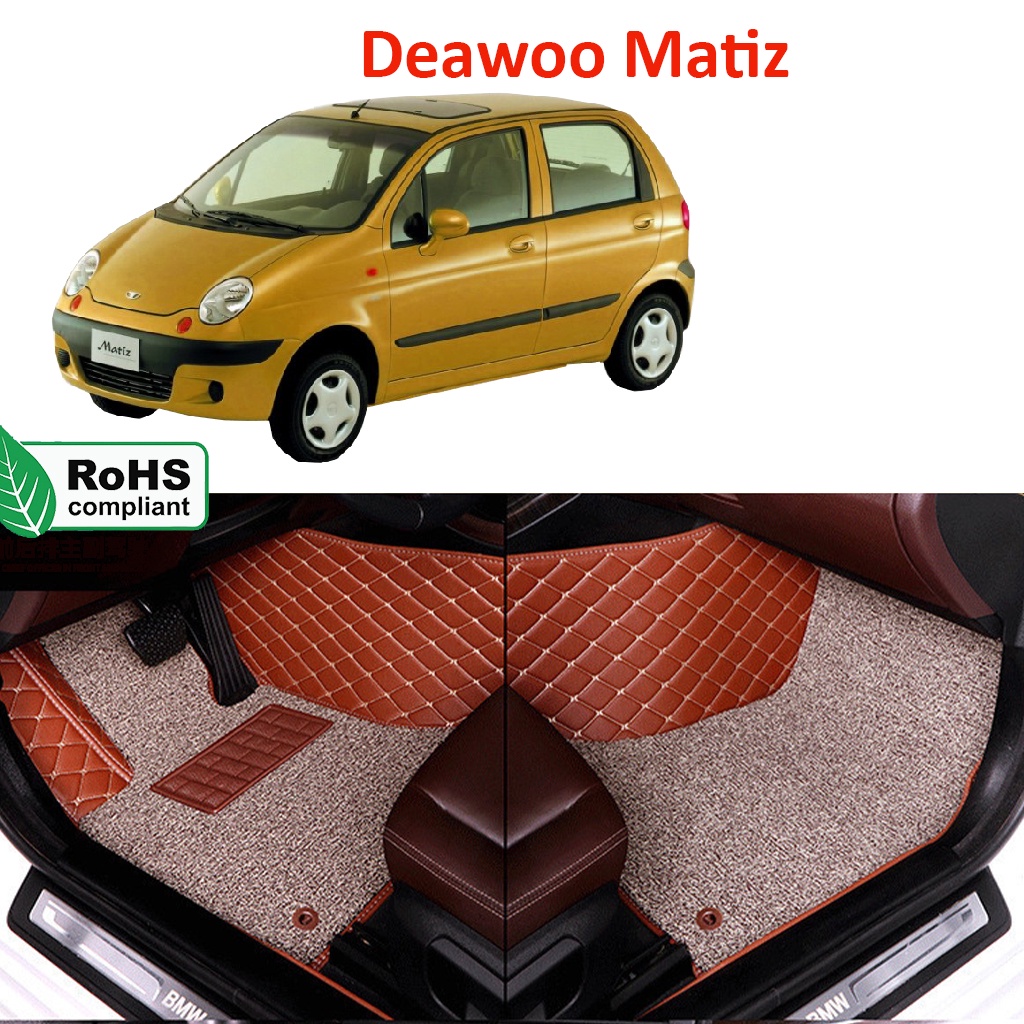 Thảm lót sàn 6D Deawoo Matiz 1998-2008 5 chỗ phủ kín sàn xe, cách âm, chống nước hiệu quả