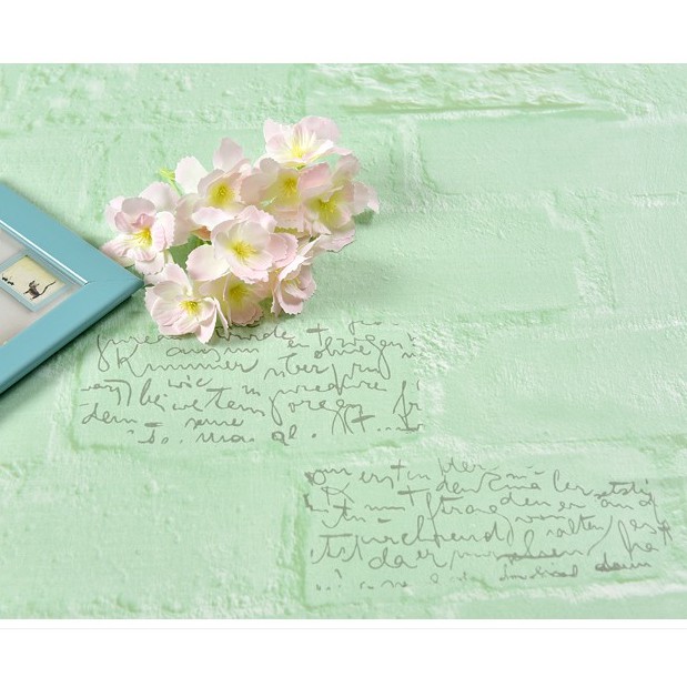 Decal giấy dán tường gạch xanh lá in chữ phong cách (khổ rộng 60cm)