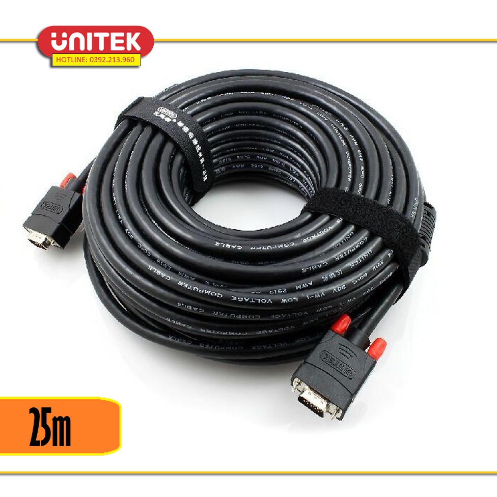 Cáp VGA 2 đầu đực 25m Unitek Y-C509A - Hàng Chính Hãng