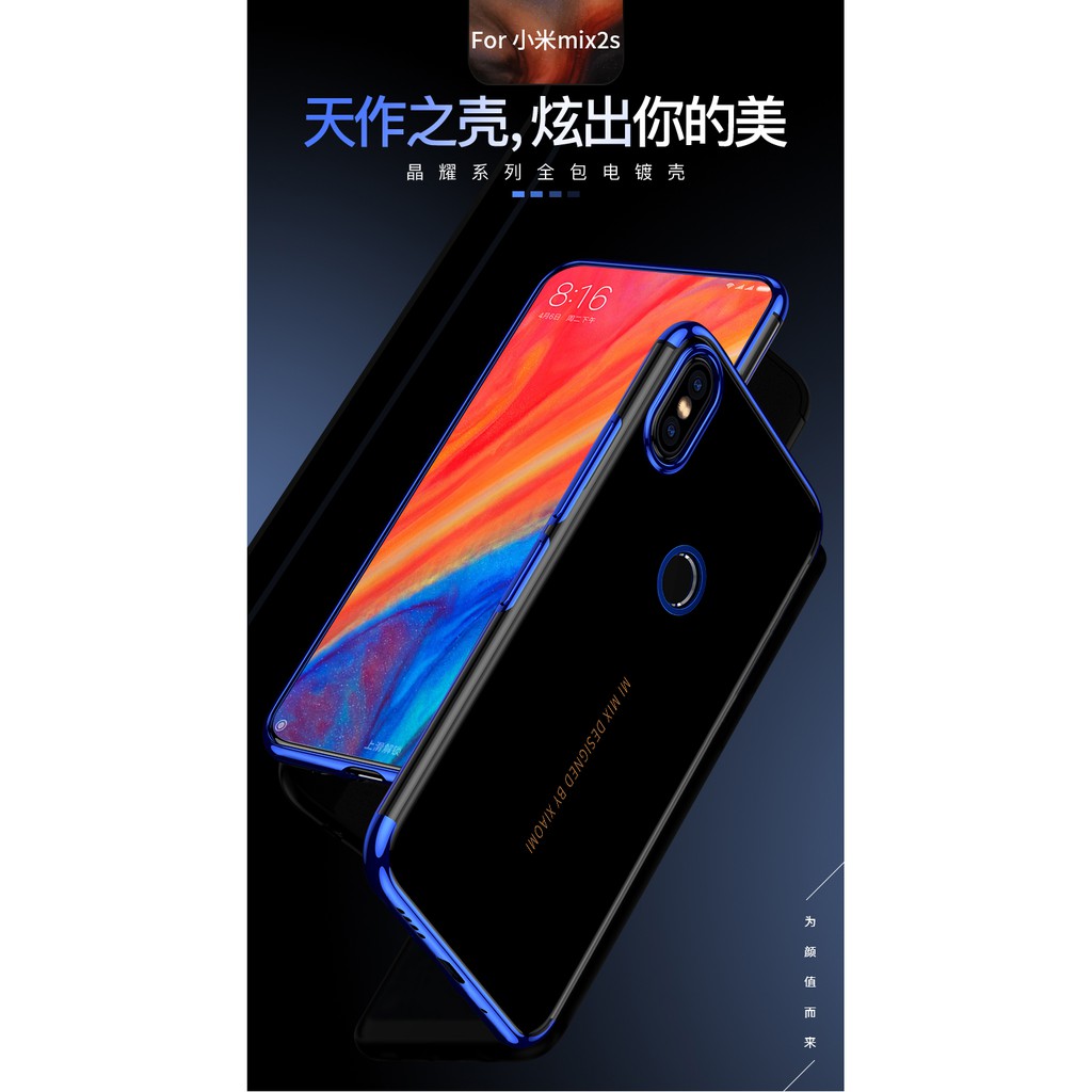 Ốp lưng Xiaomi MI MIX 2S dẻo trong suốt viền xi màu