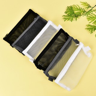 Specialhour Clear Exam Pencil Case S/L Transparent Simple Mesh Zipper Stationery Bag School