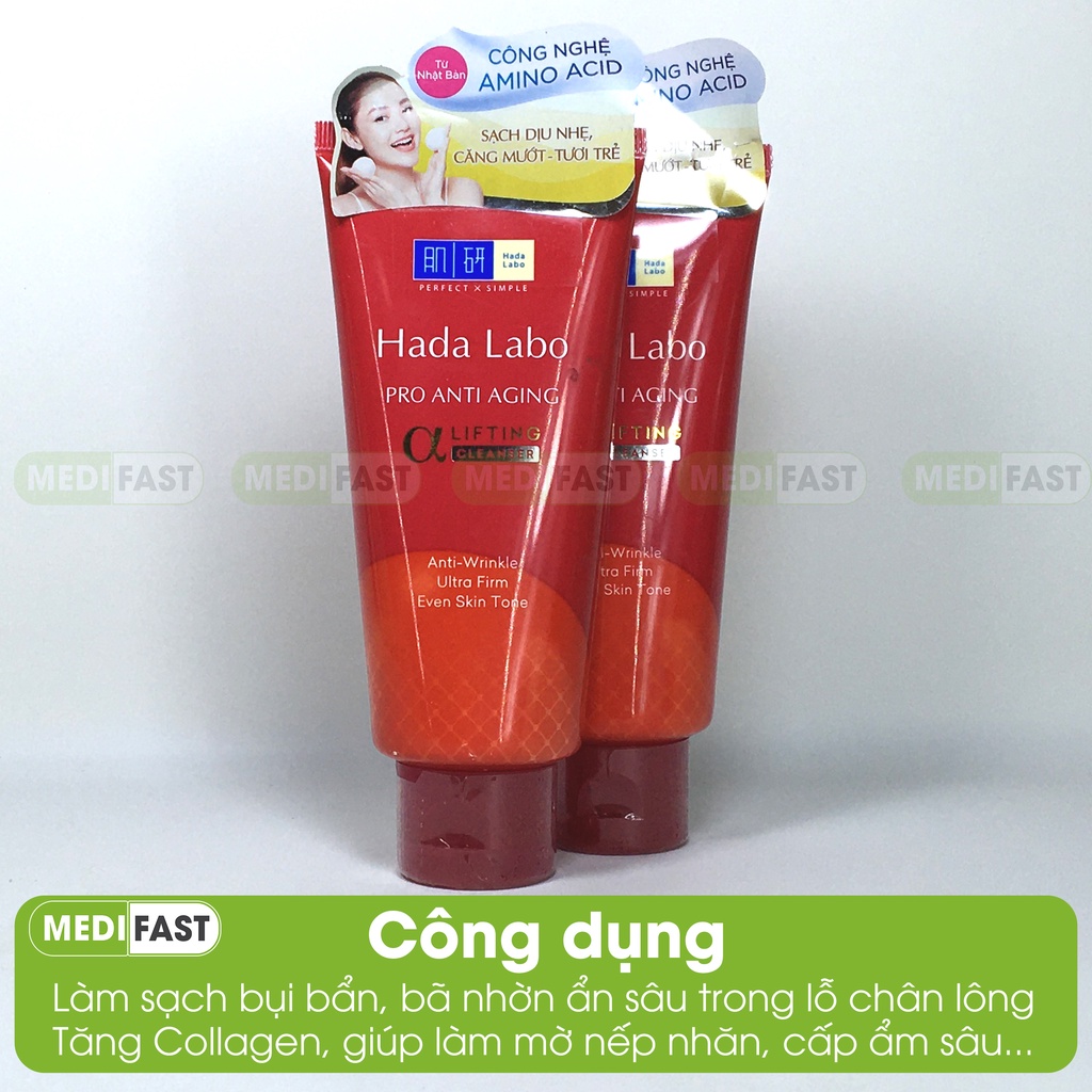 Kem rửa mặt Hada labo Pro Anti Aging 80g - Bổ sung Collagen - Chống lão hóa - dưỡng ẩm, hết khô sạm