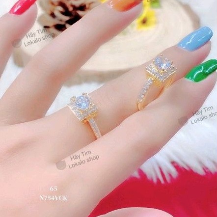 Nhẫn Nữ Đẹp Mạ Vàng 18k Đính Đá Moissanite M13 15822 Cao Cấp Lokalo Shop - Đeo Bền Và Xinh Đẹp Giống Như Nhẫn Thật