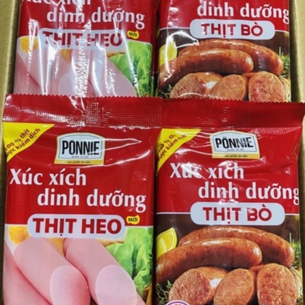 [MUA 5 TẶNG 1] Xúc Xích Dinh Dưỡng Thịt Heo, Bò Ponnie loại to (35gr x 5 Cây).