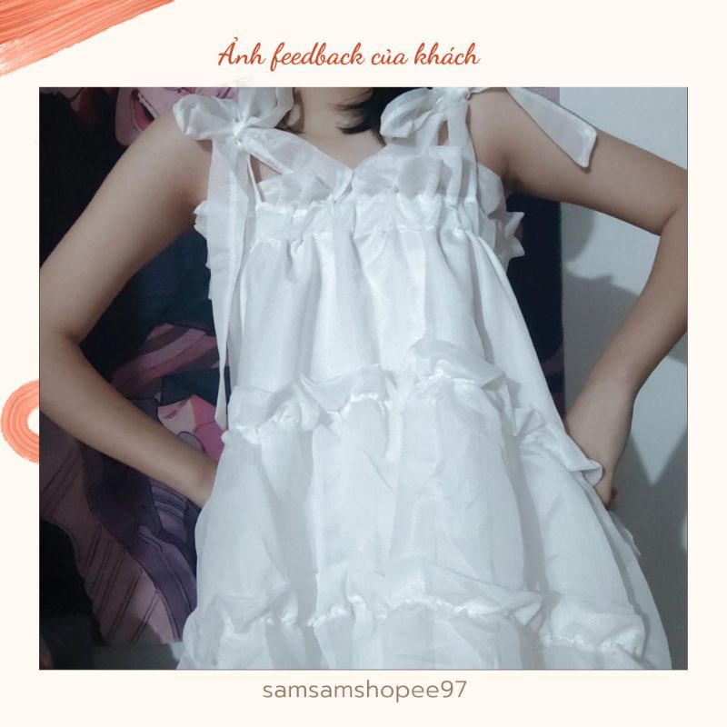 Váy trắng tiểu thư bồng bềnh hai dây siêu xinh (Kèm Ảnh Thật) | BigBuy360 - bigbuy360.vn