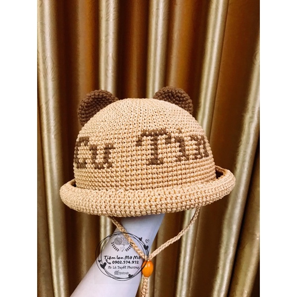 Nón gấu cho bé từ 6-12 tháng - Hàng handmade - Thêu tên theo yêu cầu