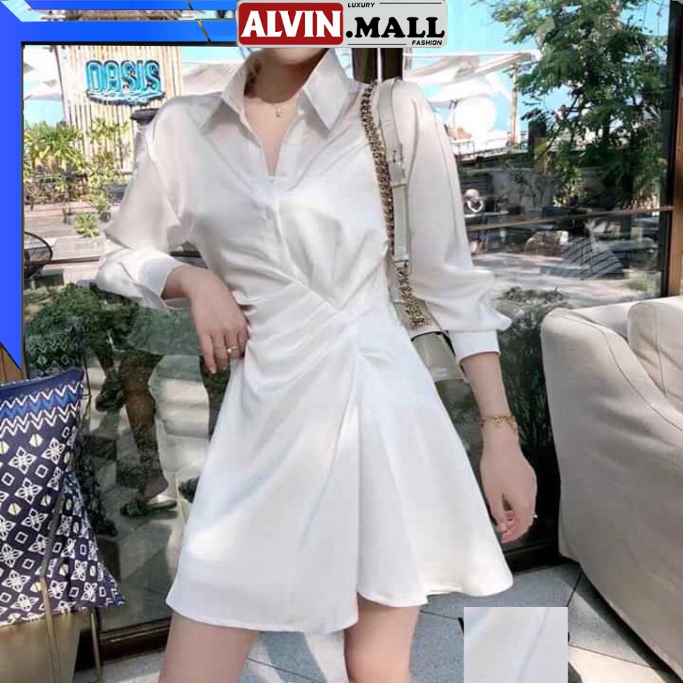 ✨Hình khách FEEDBACK✨  Váy Sơ Mi Dáng Xòe Tay Dài Alvin Store Phong Cách Dự Tiệc Dạo Phố Công Sở