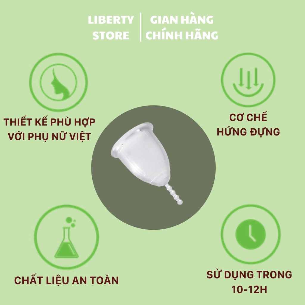 Cốc nguyệt san Liberty Cup nhập khẩu chính hãng, 100% silicon y tế, độ mềm lý tưởng, tiêu chuẩn Châu Âu