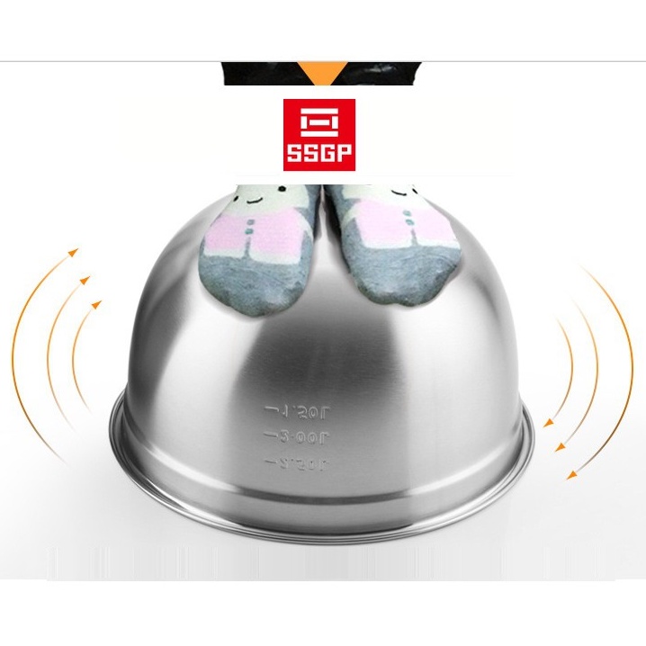Thau inox 304 có chia vạch lòng sâu chuyên đánh trứng nhào bột làm bánh trộn salad đựng thực phẩm đa năng đủ kích thước