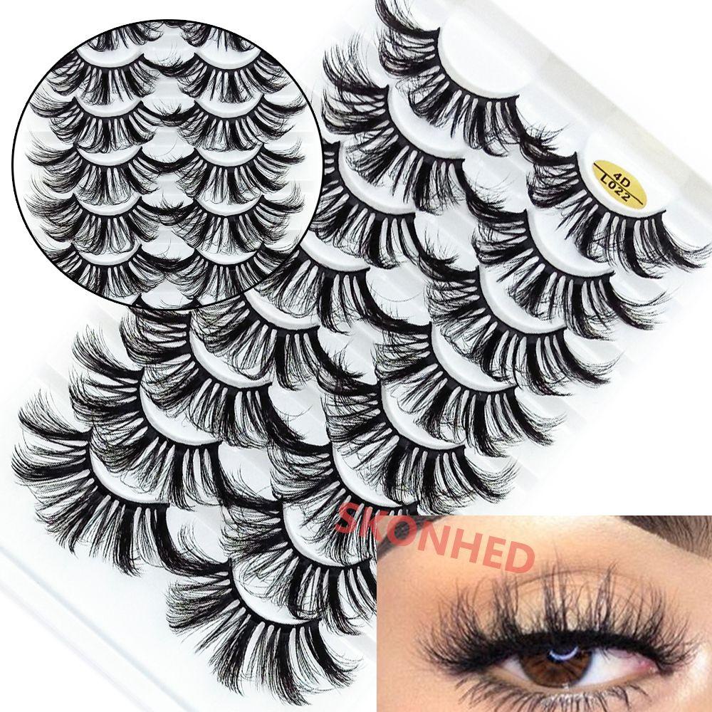 Set 8 Cặp Lông Mi Giả SKONHED Dài 25mm Handmade Dành Cho Trang Điểm Làm Đẹp
