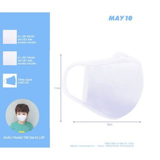 Khẩu trang trẻ em May 10 vải Kháng khuẩn 2 lớp dệt kim